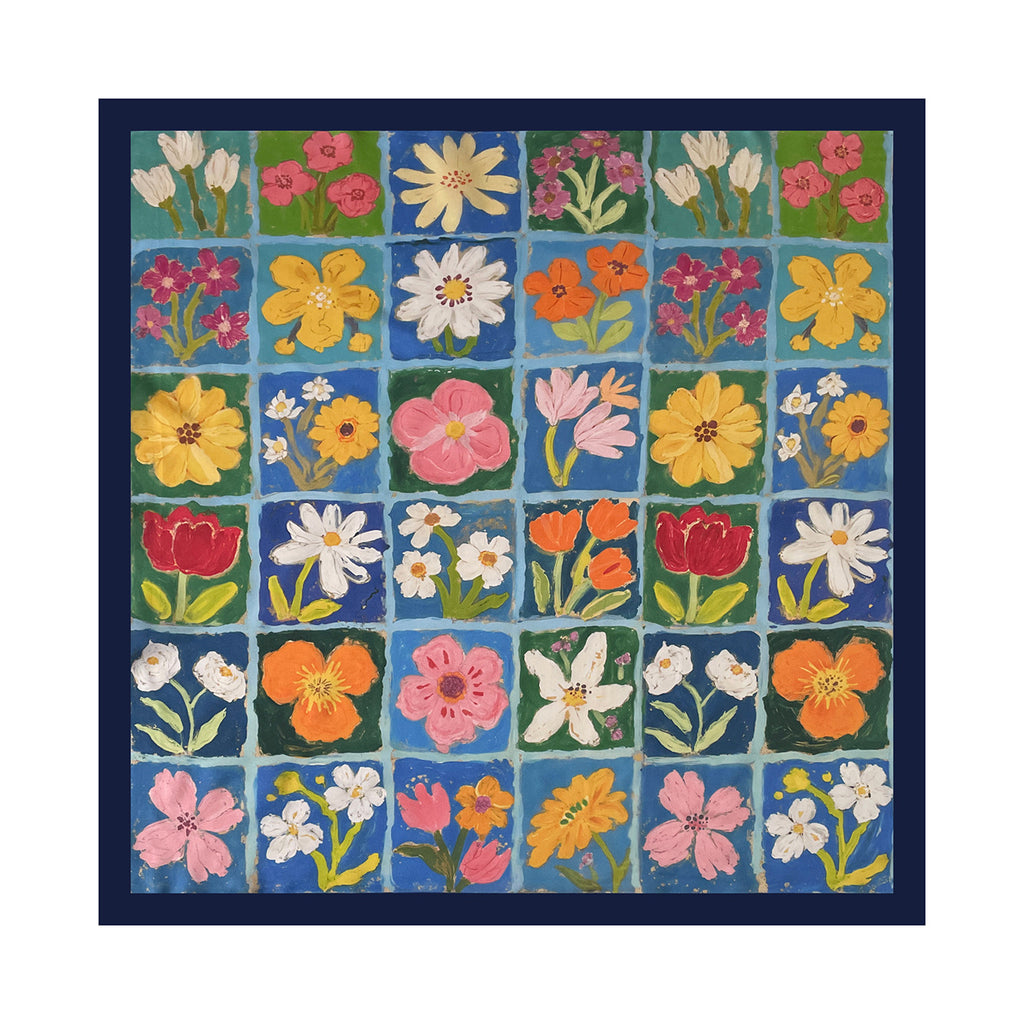 Art Patchwork Print Square Bandana Scarf - NO-4