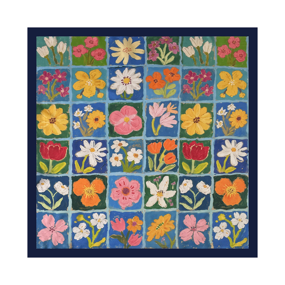 Art Patchwork Print Square Bandana Scarf - NO-4