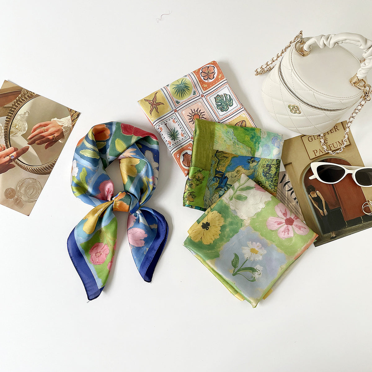 Art Patchwork Print Square Bandana Scarf - NO-4 - 1