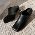 Square Toe Mules with Sculptural Ball Heel - Black