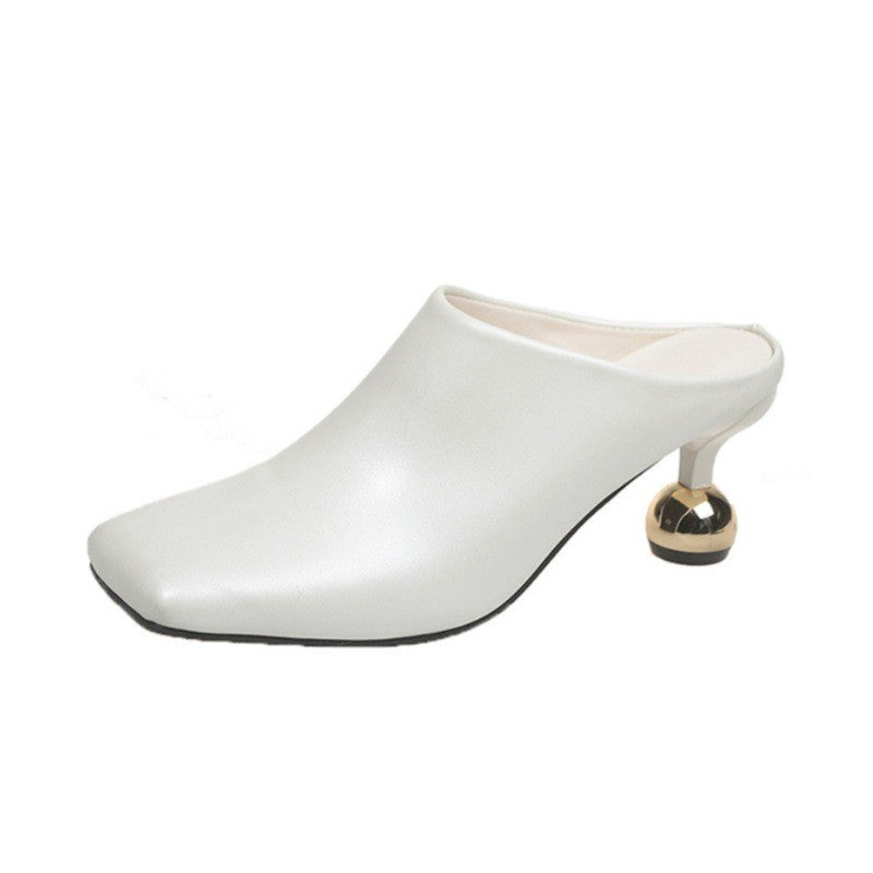 Square Toe Mules with Sculptural Ball Heel
