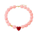 Chunky Resin Bead Heart Charm Necklace - Pink