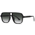 Square Double Bridge Aviator Sunglasses - Black