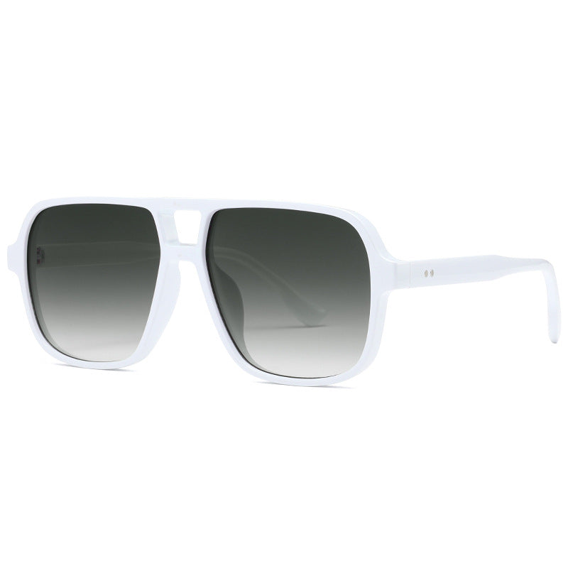 Square Double Bridge Aviator Sunglasses - White