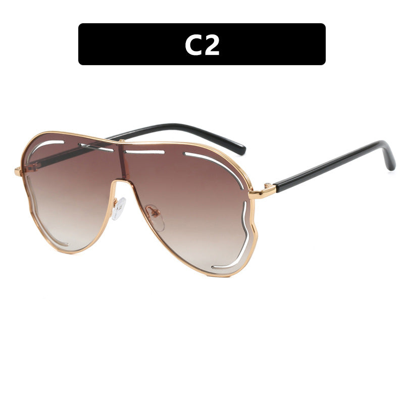 Oversized Shield Lens Aviator Sunglasses - NO_02