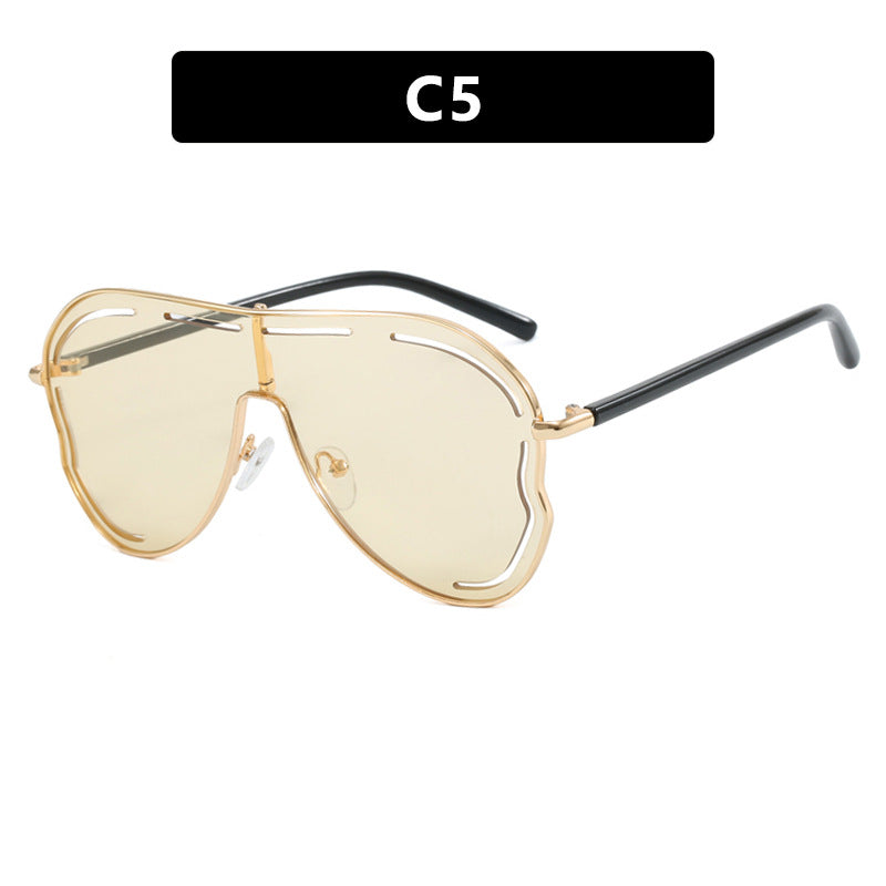Oversized Shield Lens Aviator Sunglasses - NO_05
