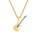 Electric Guitar Pendant Chain Necklace - Gold
