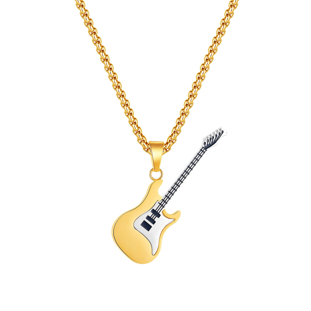 Electric Guitar Pendant Chain Necklace - Gold