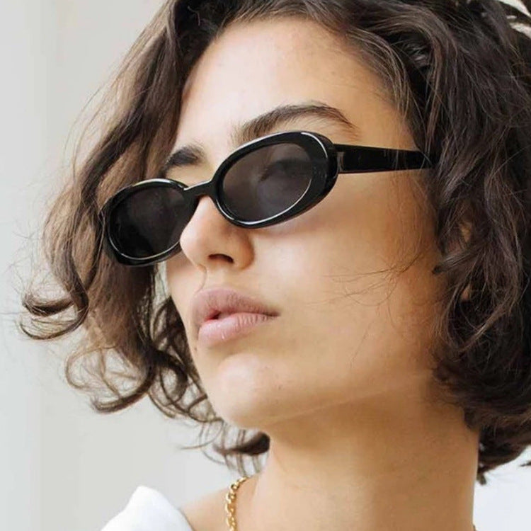 Vintage Oval Narrow Frame Sunglasses