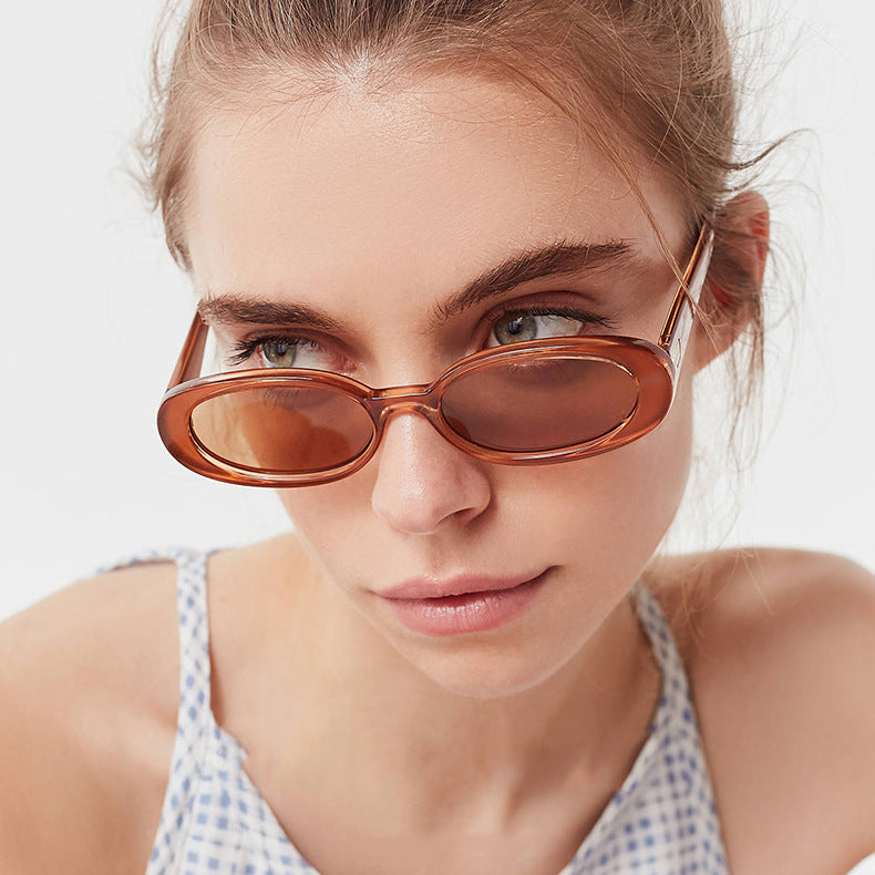 Vintage Oval Narrow Frame Sunglasses - view 1
