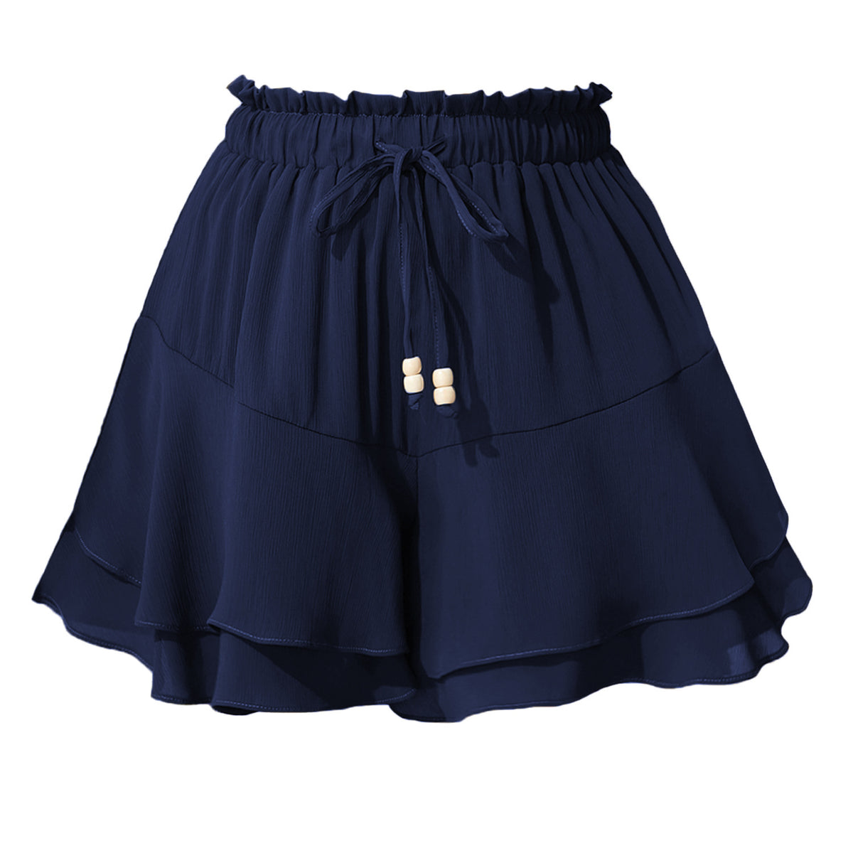 Paperbag Waist Ruffle Tiered Skort - Navyblue
