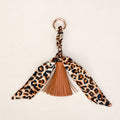 Printed Twilly Scarf Bag Charm Keychain - Leopard