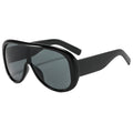 Oversized Shield Lens Wraparound Sunglasses - Black