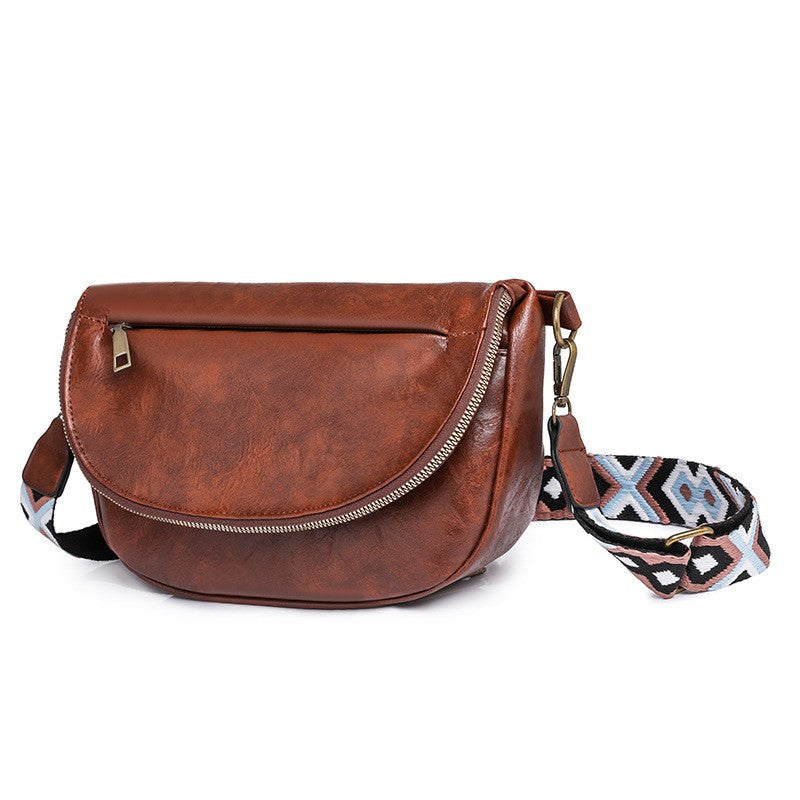 Half Moon Crossbody Bag With Guitar Strap