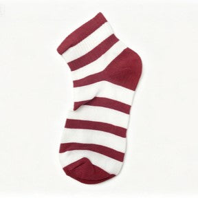Ruffle Cuff Ankle Socks With Bow Accents - Stripe
