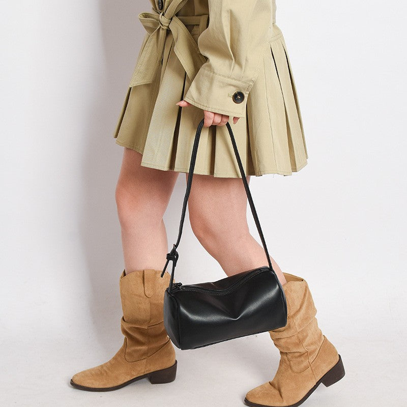 Barrel Shoulder Bag with Knotted Strap
