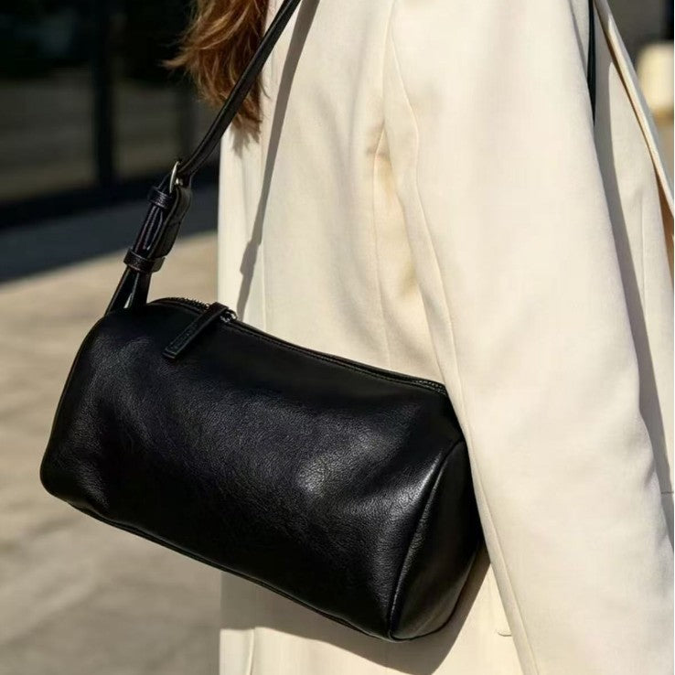 Barrel Shoulder Bag with Knotted Strap
