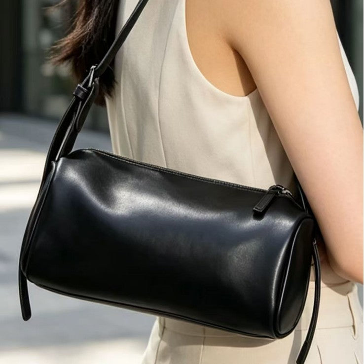 Barrel Shoulder Bag with Knotted Strap