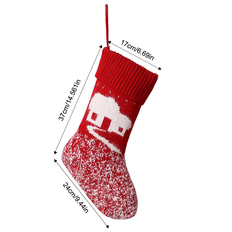 Knit Christmas Stocking Decoration With Ribbed Cuff - Cabin