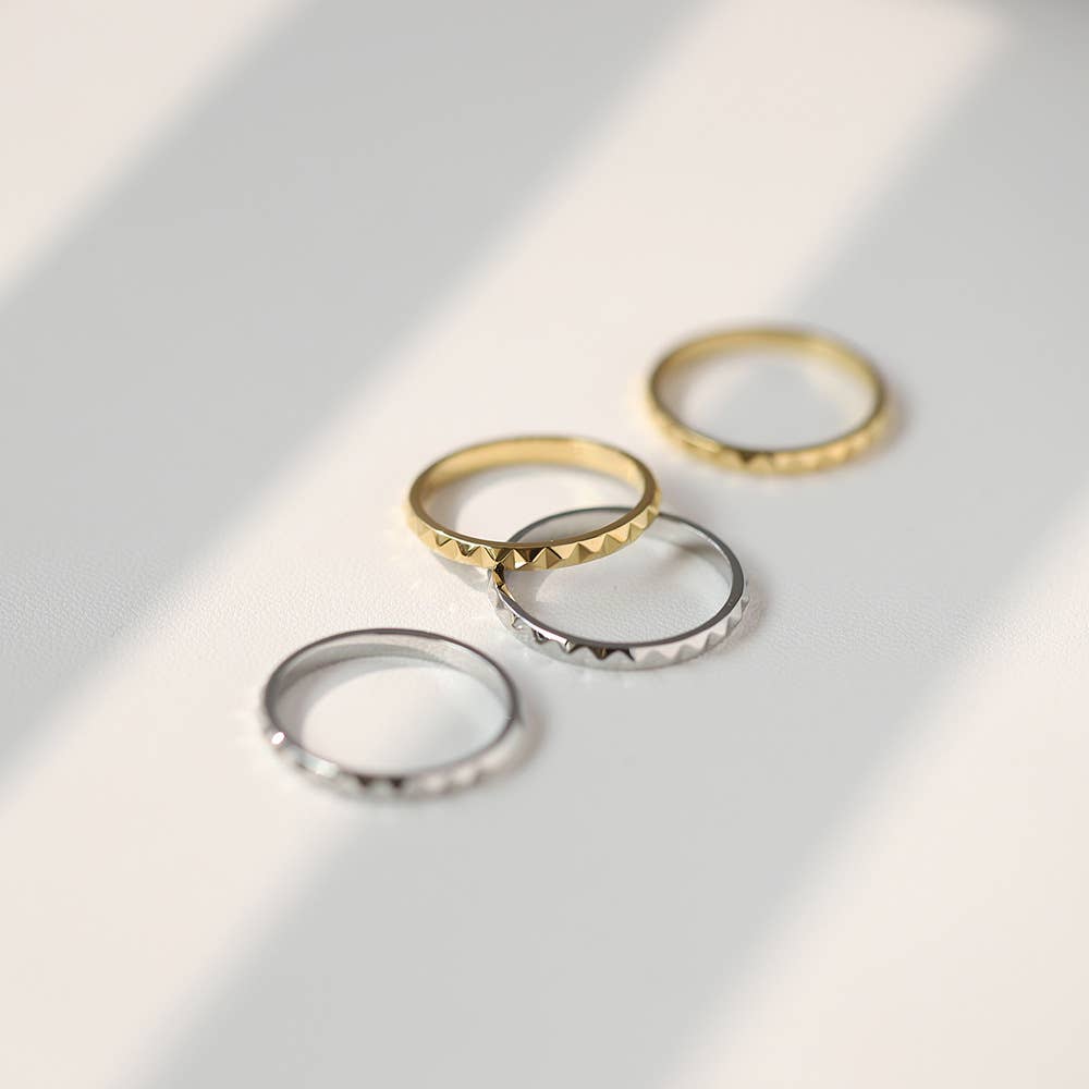 Studded Slim Band Everyday Ring