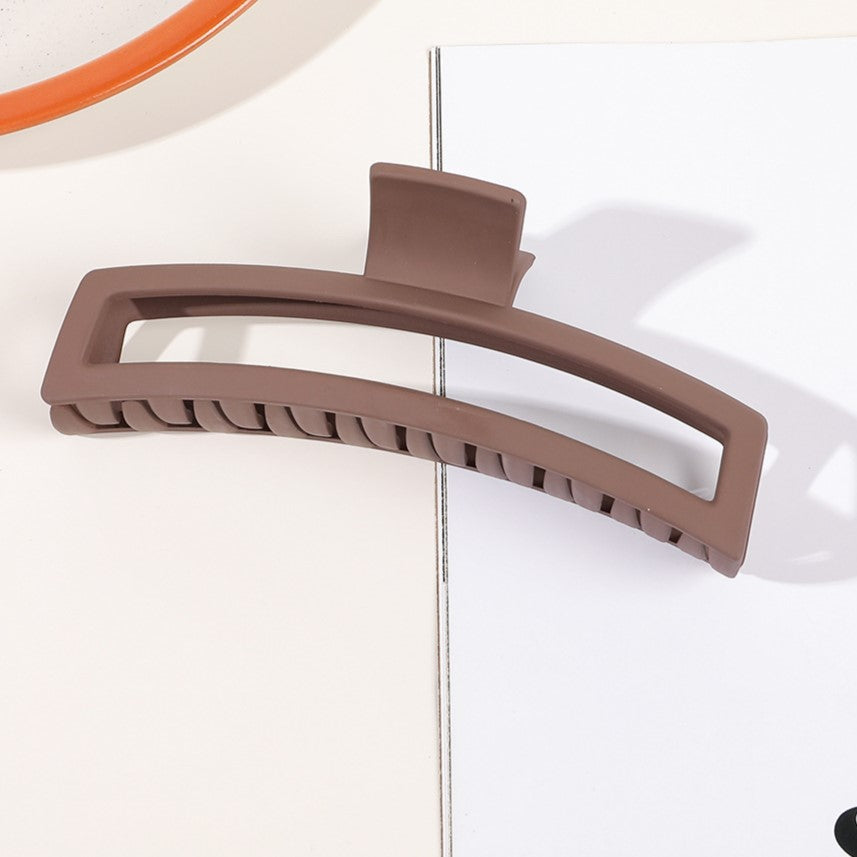 Long Curved Rectangle Hair Claw Clip - brown