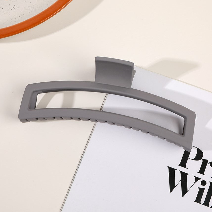 Long Curved Rectangle Hair Claw Clip - gray