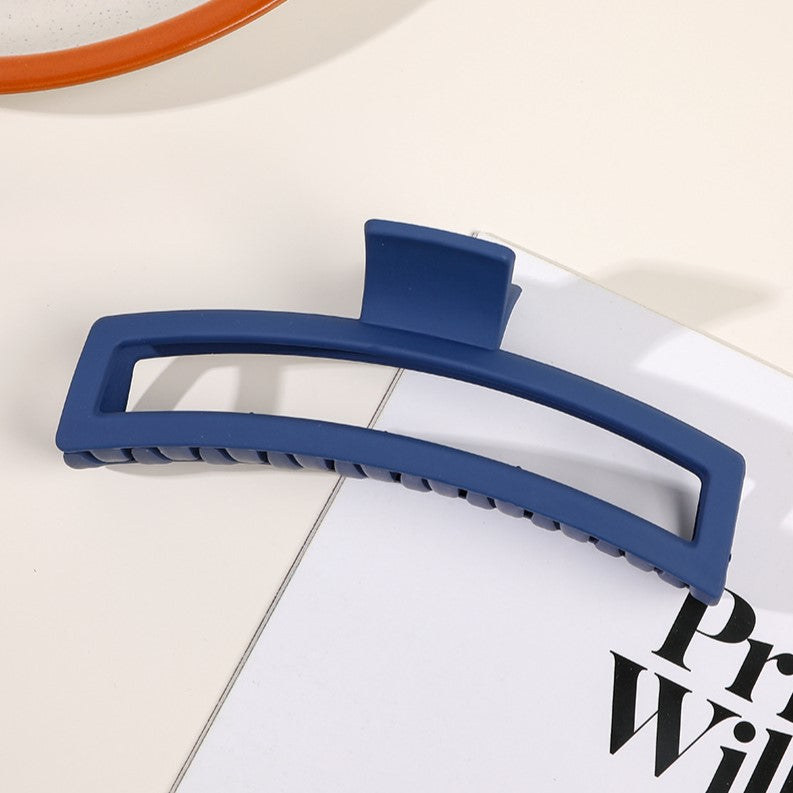 Long Curved Rectangle Hair Claw Clip - navy