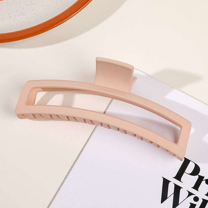 Long Curved Rectangle Hair Claw Clip - pink