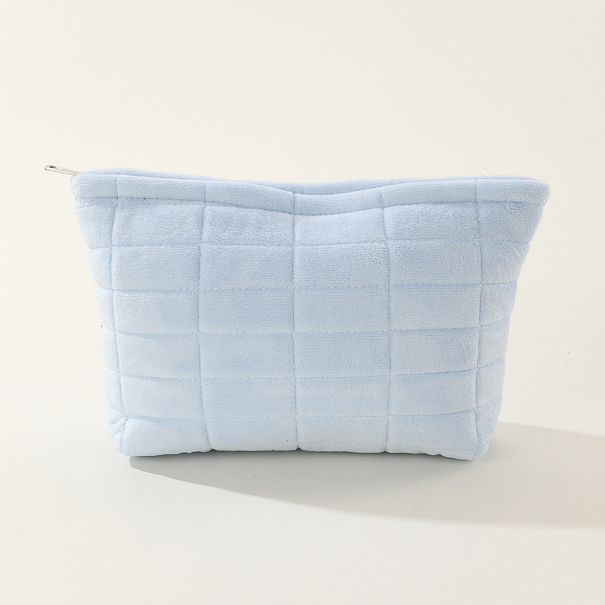 Quilted Knit Zip Cosmetic Pouch - Blue