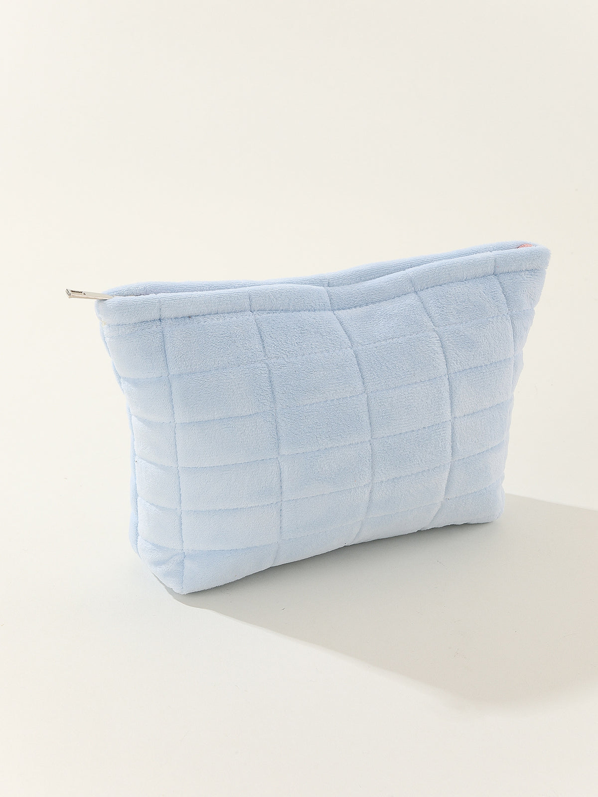 Quilted Knit Zip Cosmetic Pouch - Blue - 1
