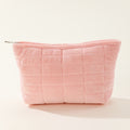 Quilted Knit Zip Cosmetic Pouch - Pink