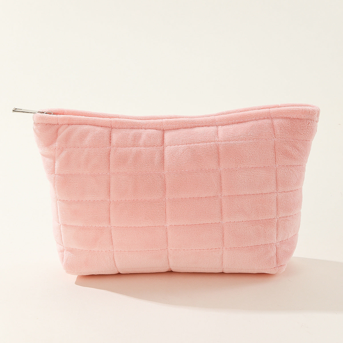 Quilted Knit Zip Cosmetic Pouch - Pink