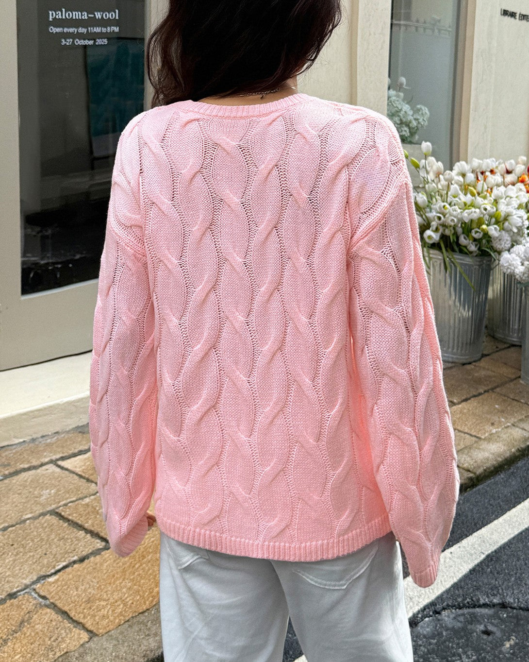 Everyday Cable Knit Crew Neck Sweater - Pink - 2
