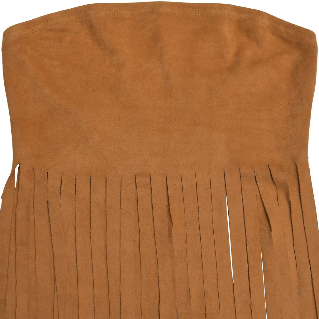 Western Bandeau Top With Long Fringe - Brown - 7