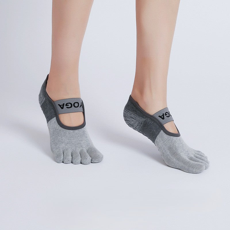 Non Slip Grip Yoga Toe Socks - Gray