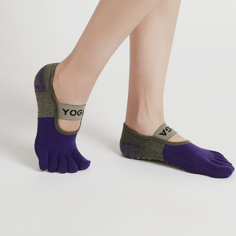 Non Slip Grip Yoga Toe Socks - Purple