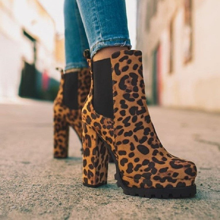 Platform Block Heel Chelsea Ankle Boots