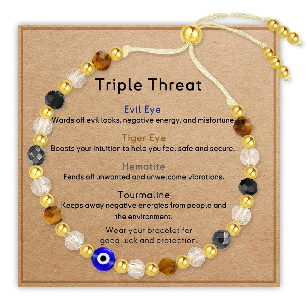 Evil Eye Stone Beaded Bracelet with Gift Card - Color_02