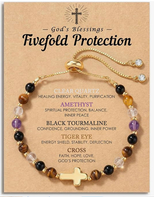 Evil Eye Stone Beaded Bracelet with Gift Card - Color_06