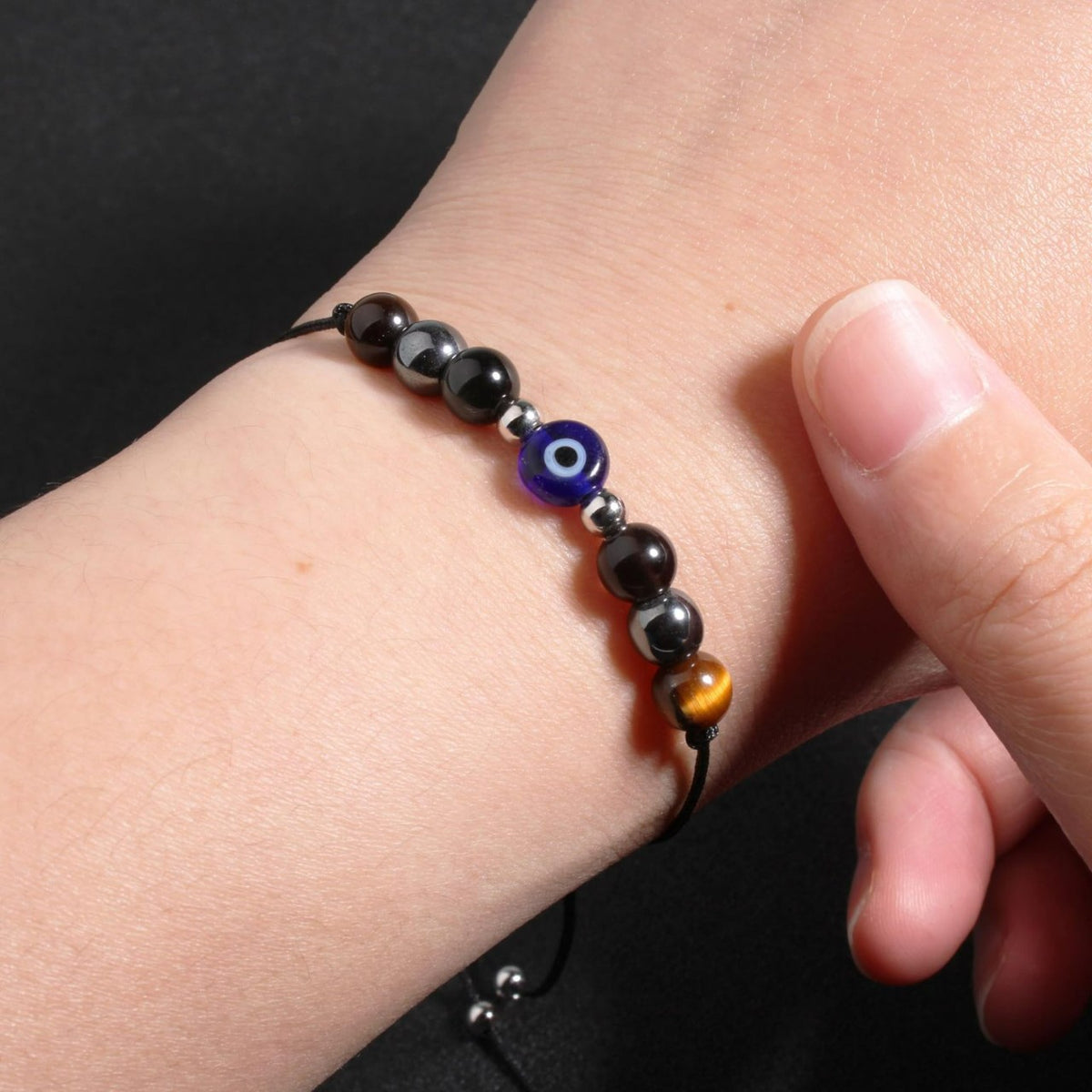 Evil Eye Stone Beaded Bracelet with Gift Card