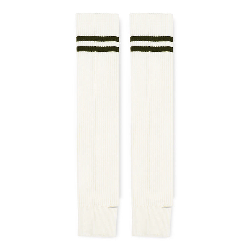 Varsity Stripe Ribbed Knit Sock Sleeves - White