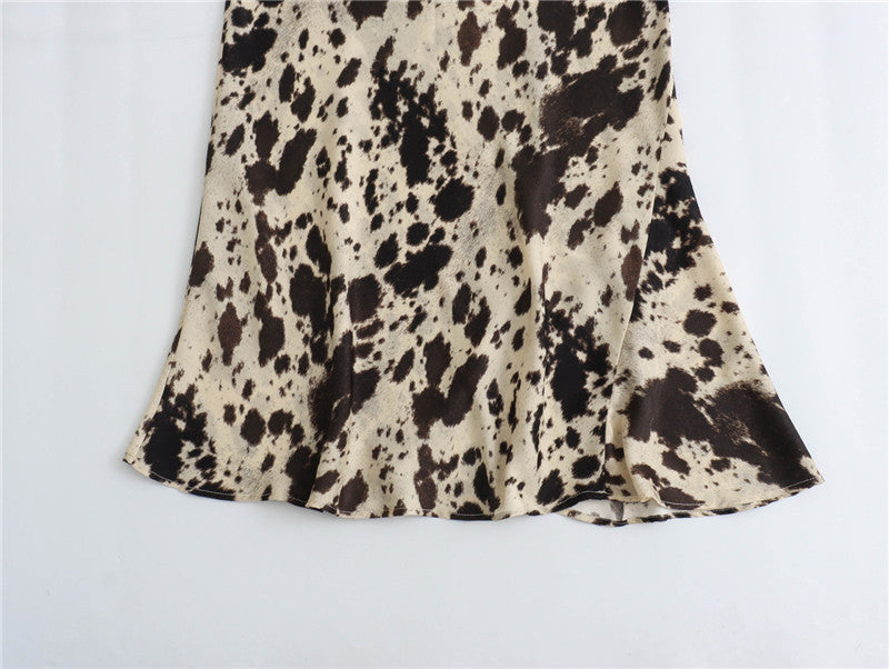 Western Cow Print Bias Cut Maxi Skirt - Cow - 5