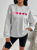 Ombre Heart Graphic Oversized Sweatshirt - Grey