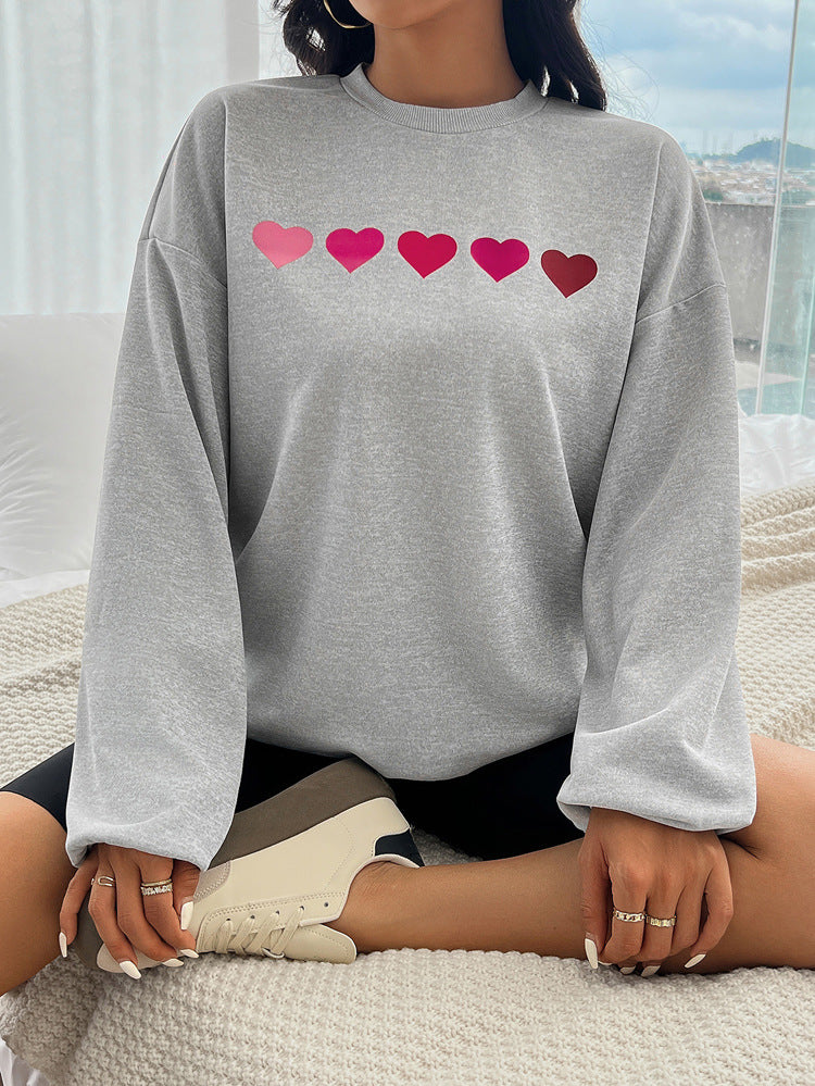 Ombre Heart Graphic Oversized Sweatshirt - Grey - 1
