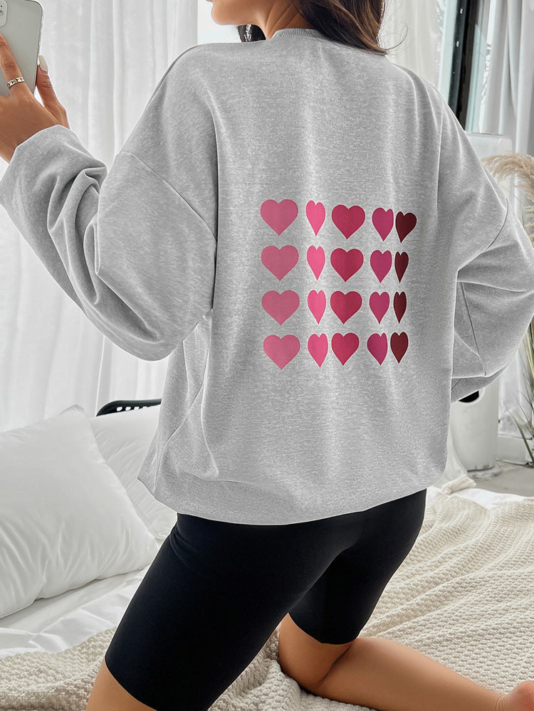 Ombre Heart Graphic Oversized Sweatshirt - Grey - 2