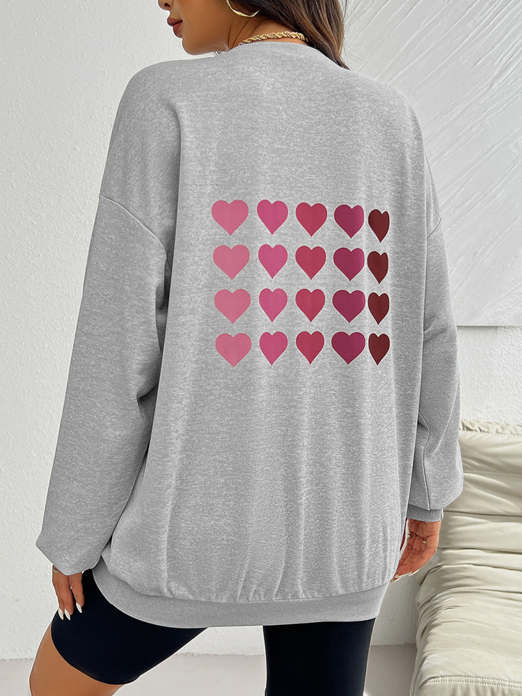 Ombre Heart Graphic Oversized Sweatshirt - Grey - 3