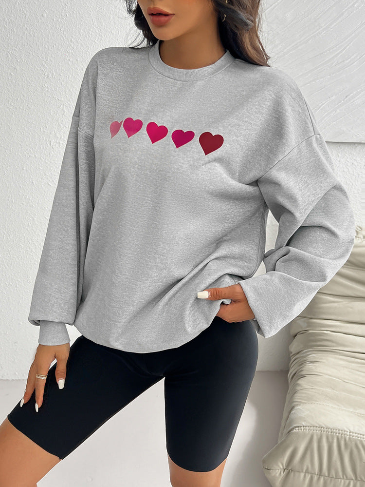 Ombre Heart Graphic Oversized Sweatshirt - Grey - 4