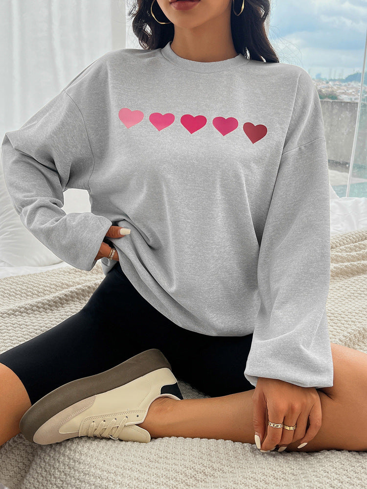 Ombre Heart Graphic Oversized Sweatshirt