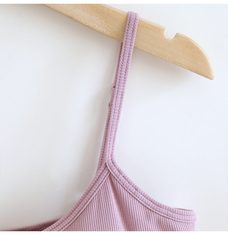 Ribbed Built In Bra Basic Cami Top - LTPurple - 8