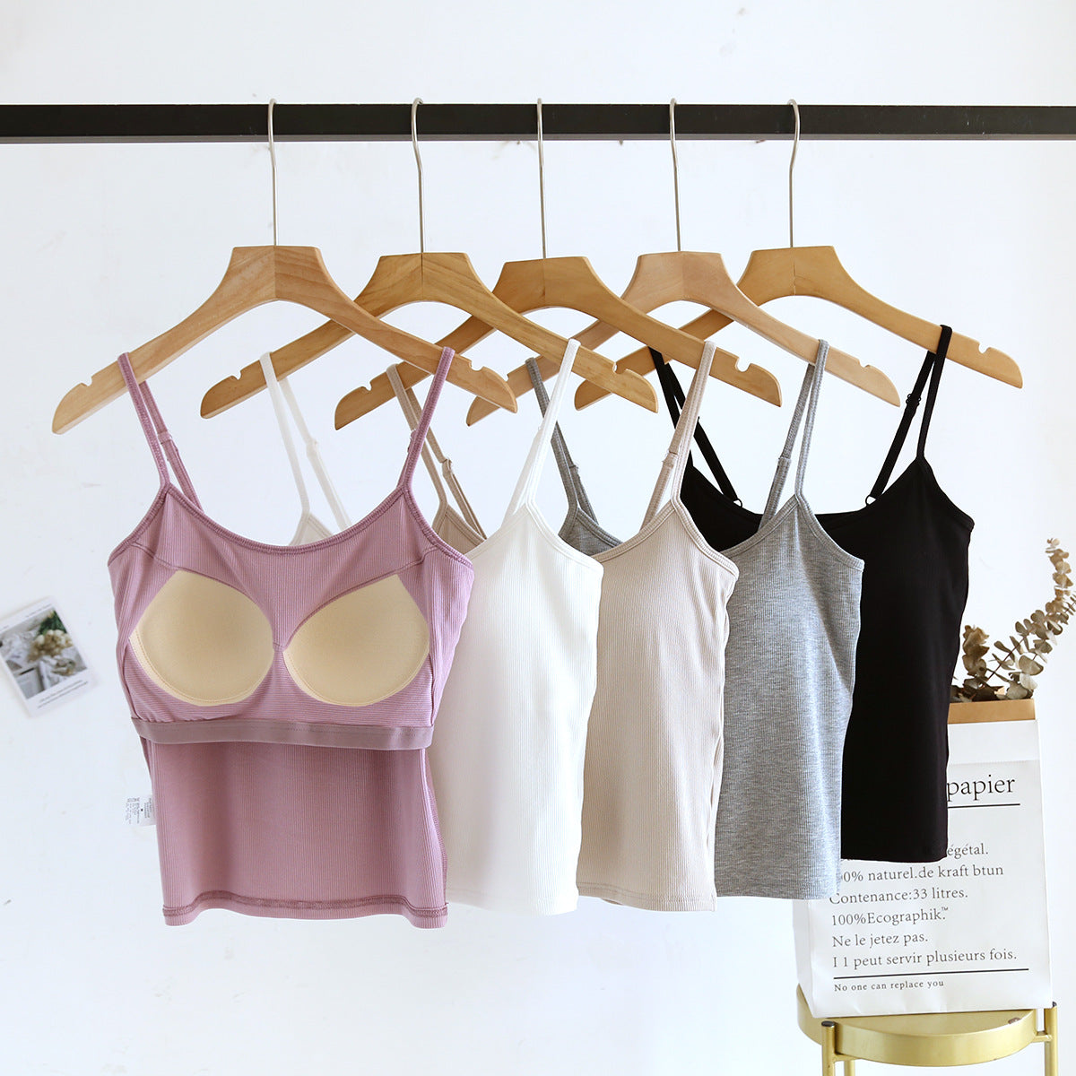Ribbed Built In Bra Basic Cami Top